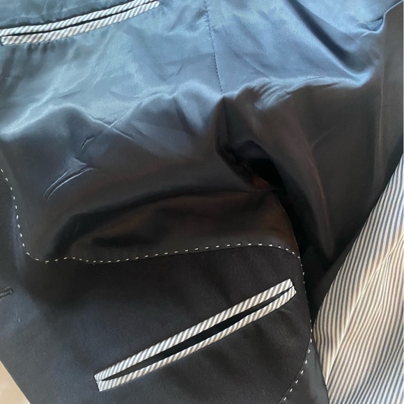 Tommy Hilfiger Mens Wool Navy Blue Long Jacket Blazer Modern Fit Sz 44R - Picture 10 of 11